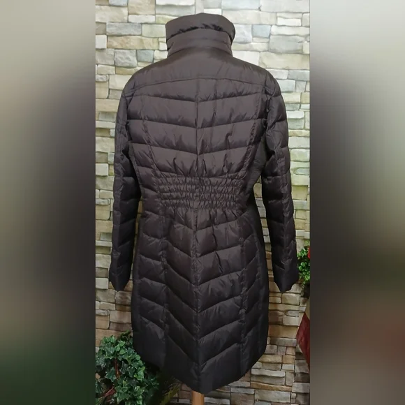 Michael Kors XL Womens Parka Down Filled Brown Quilted Puffer Coat Full Zip - Picture 6 of 9